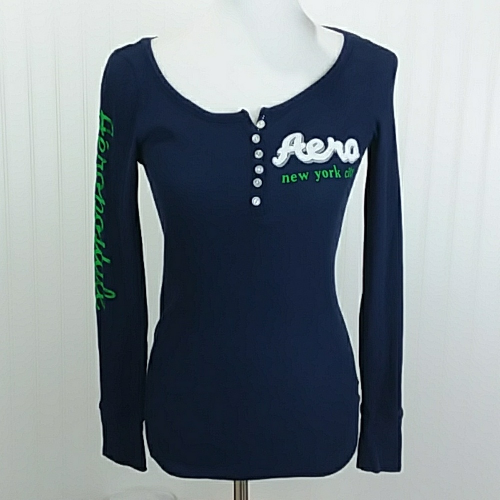Aeropostle New York City Navy Henley Size Medium